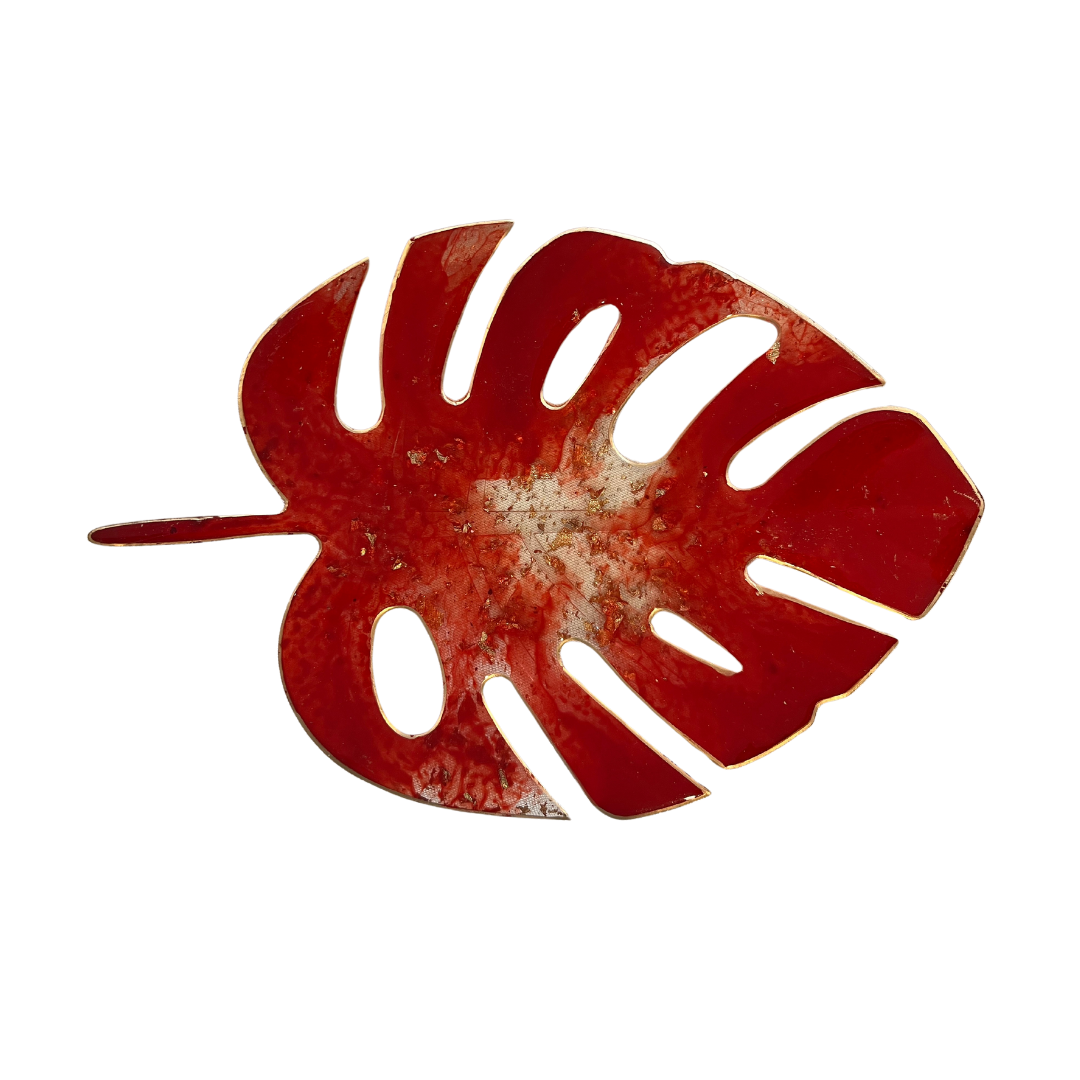 Resin alcohol ink serving Tray- leaf