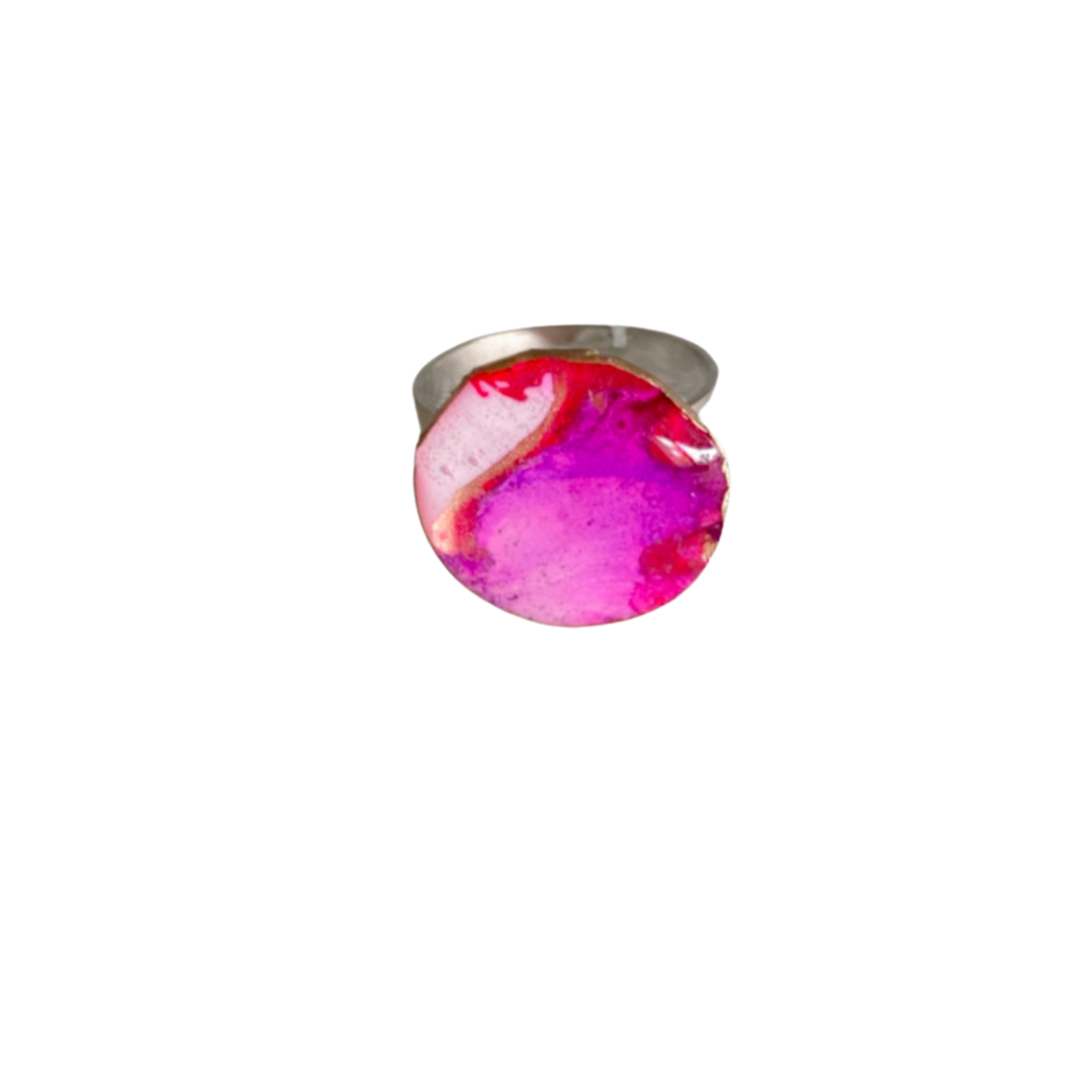Resin Alcohol Ink finger ring - SUNSHINE