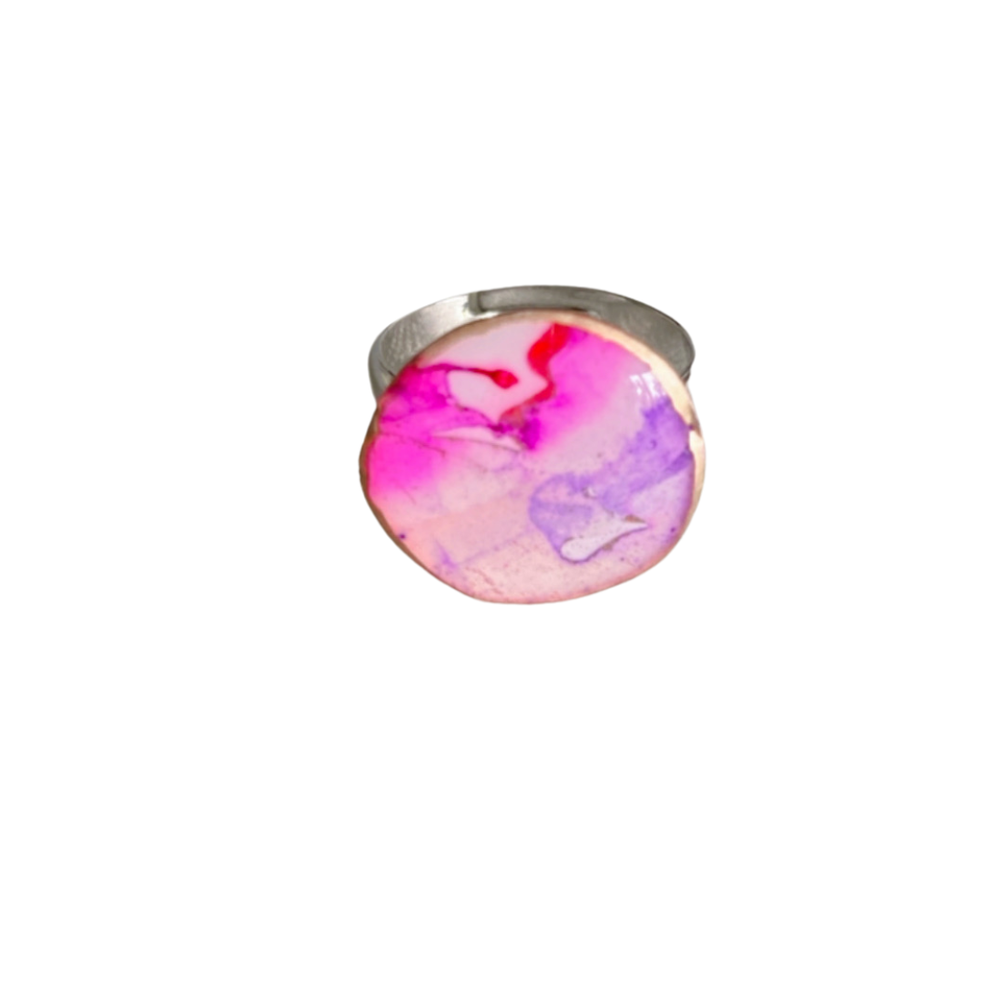 Resin Alcohol Ink finger ring - SUNSHINE