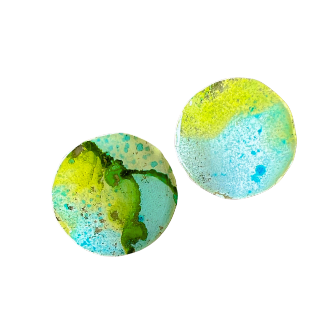 Resin Alcohol Ink Earrings-INKED BUTTONS