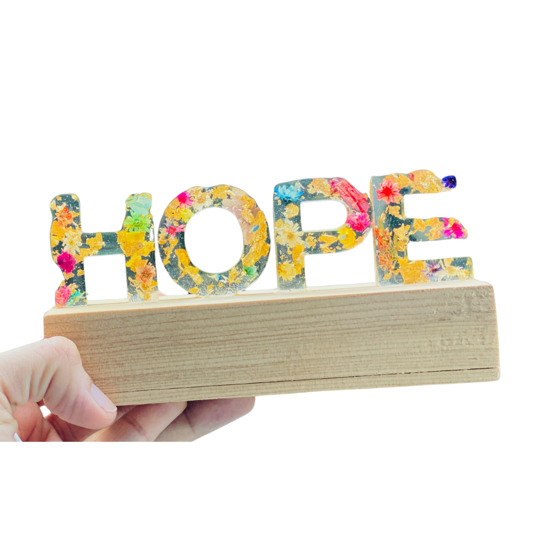 Resin lights with wooden base