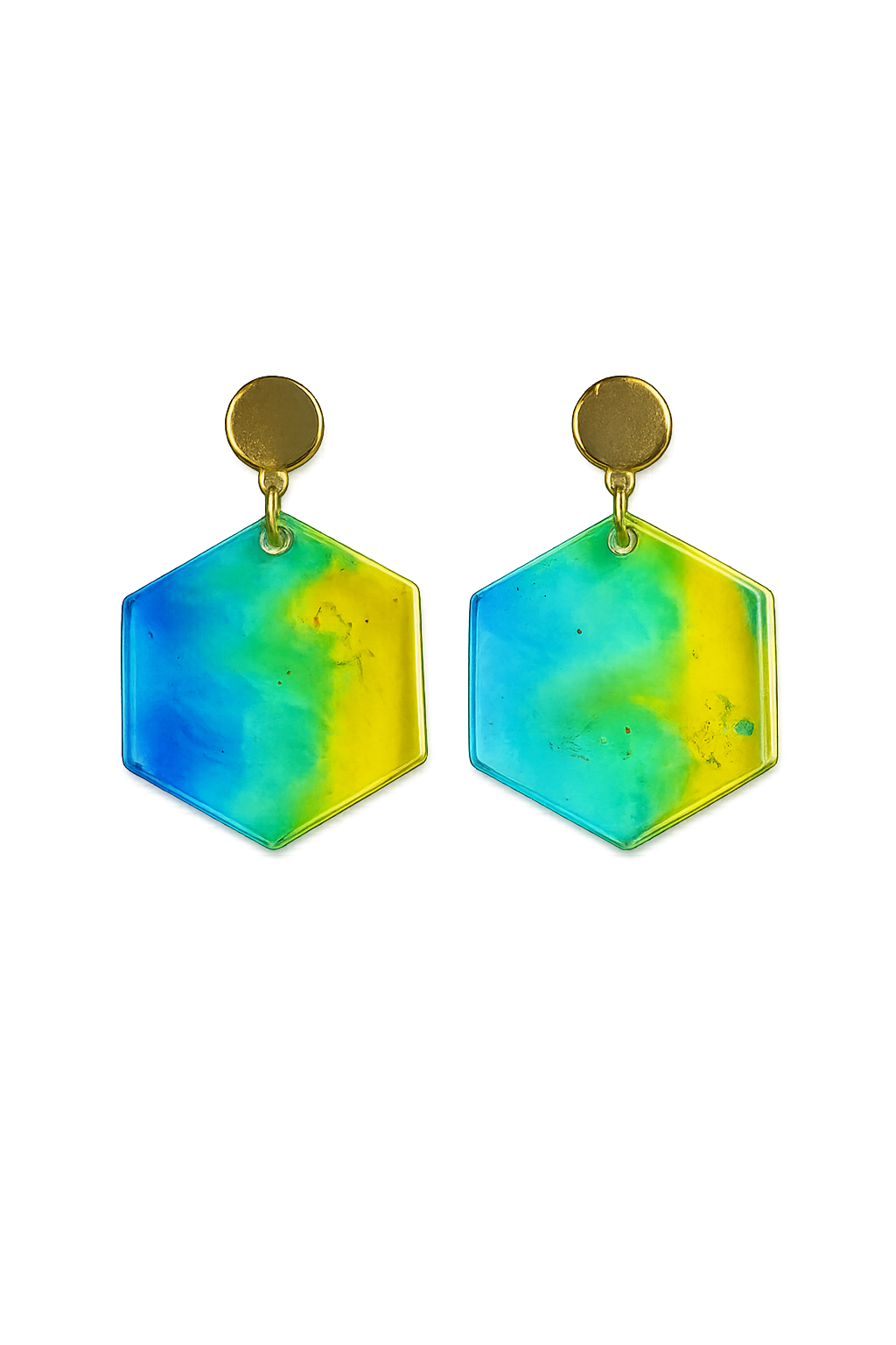 Resin Alcohol Ink Earrings - trep( gold plated)