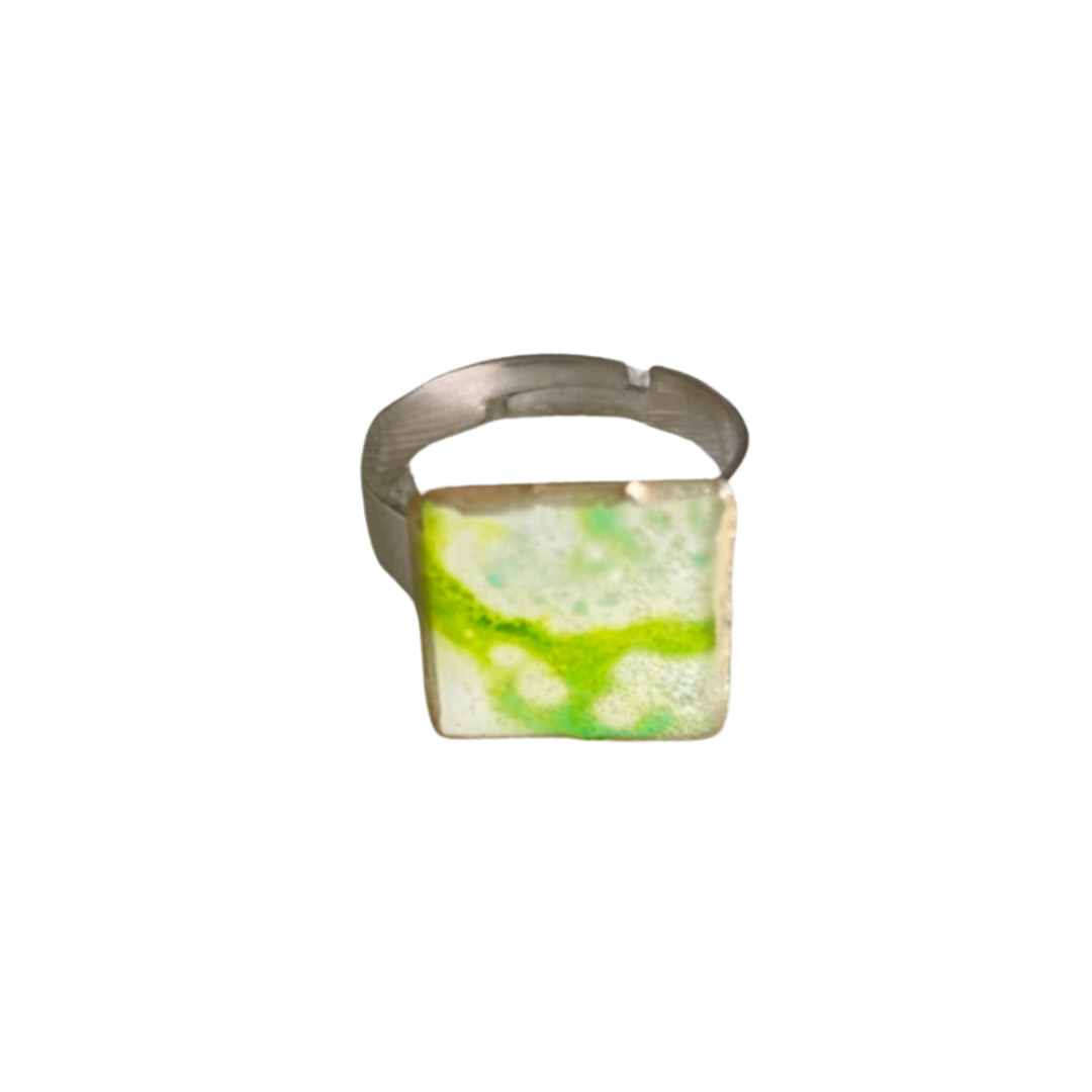 Resin Alcohol Ink finger ring - MOON GLOW