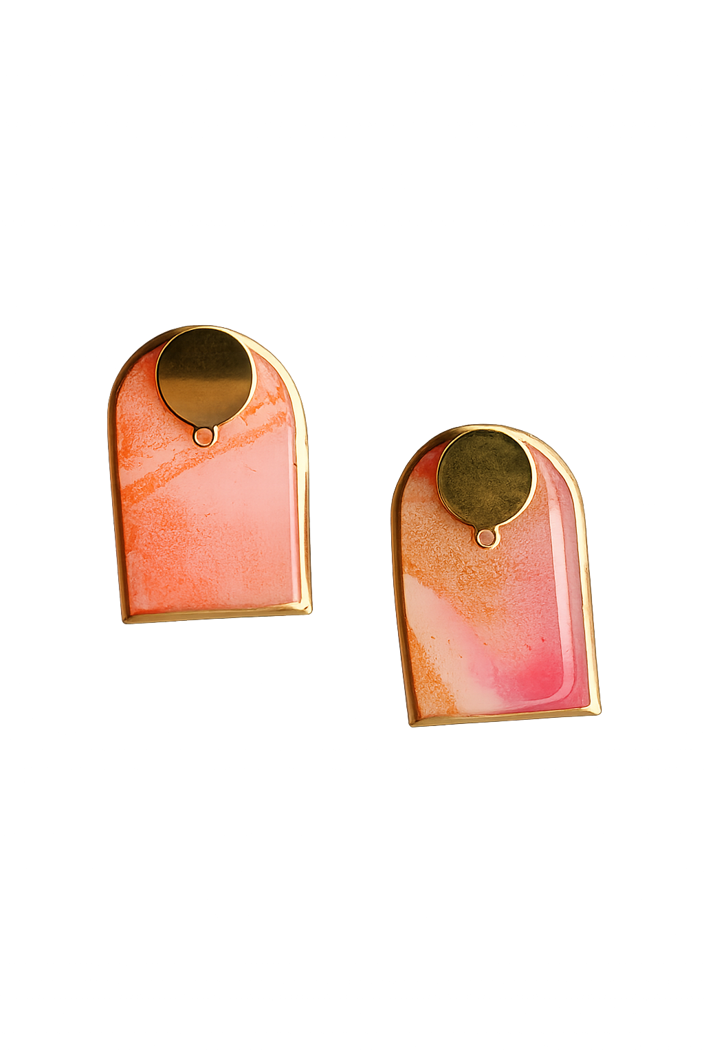 Resin Alcohol Ink Earrings - BLUSHING TONE( gold plated)