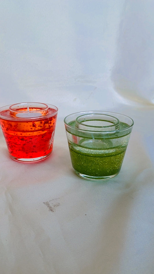 Resin candle holder- glass