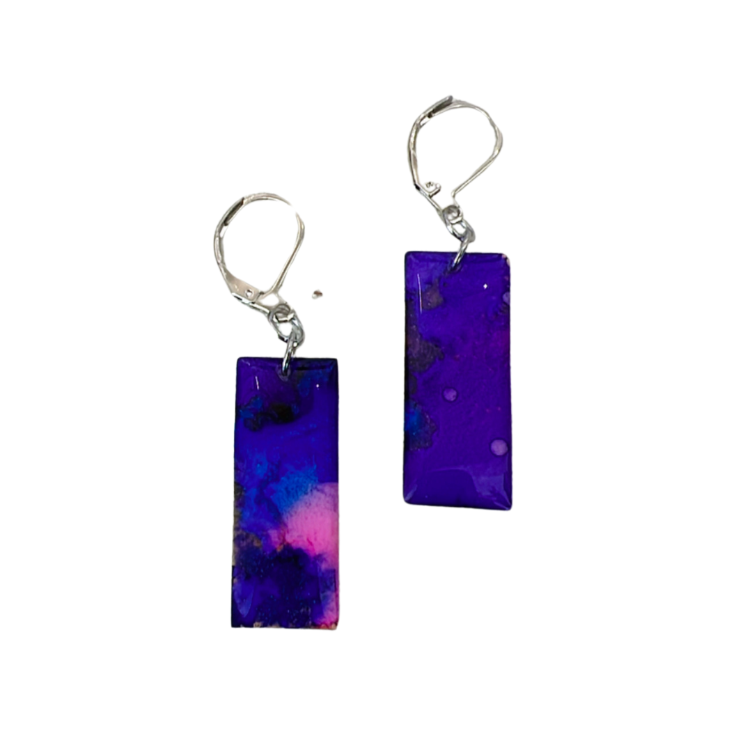 Resin Alcohol Ink Earrings - LONGING