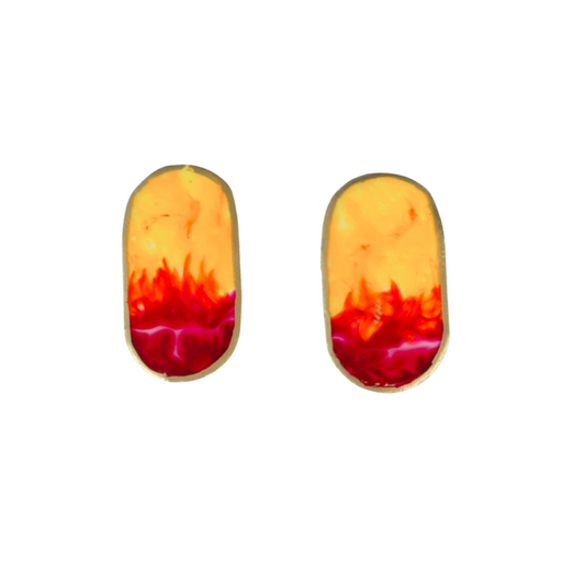 Resin alcohol ink jewellery- studded oval