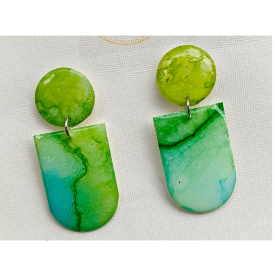 Resin Alcohol Ink Earrings - TREASURE