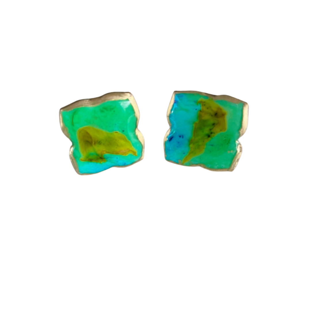 Resin Alcohol Ink Earrings -boho tides