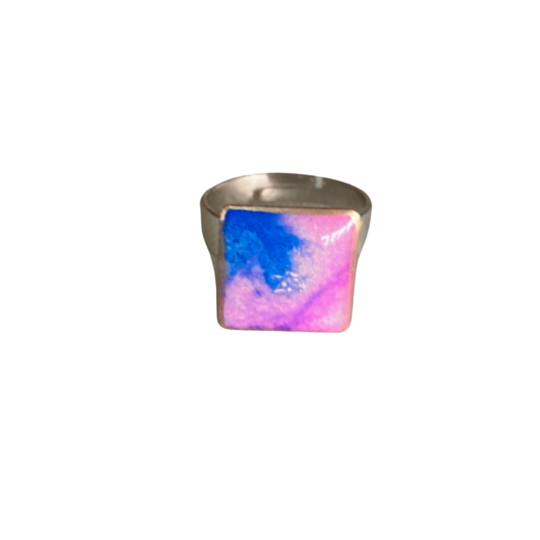 Resin Alcohol Ink finger ring - MOON GLOW