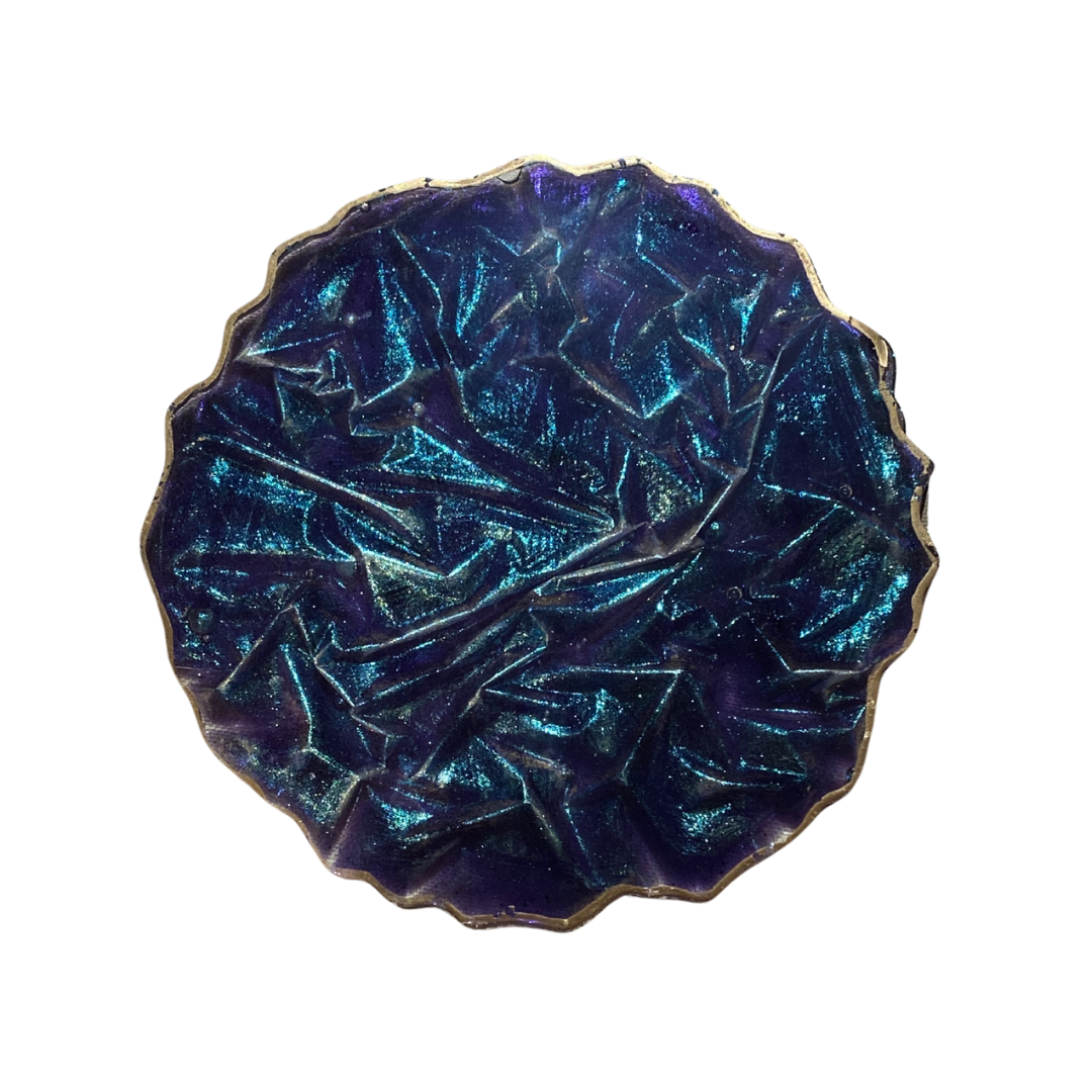 Alcohol ink Resin velvet coaster /candle holder