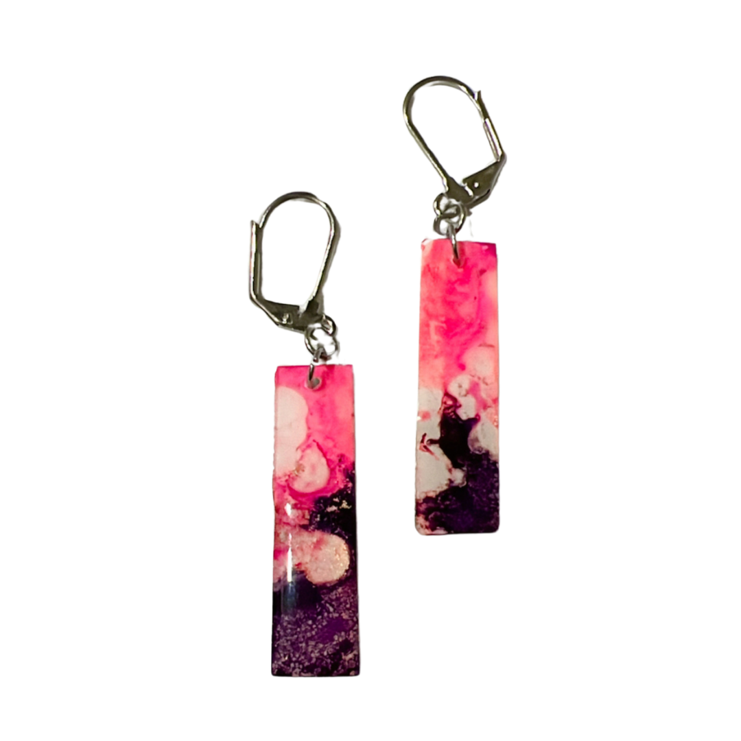 Resin Alcohol Ink Earrings - LONGING