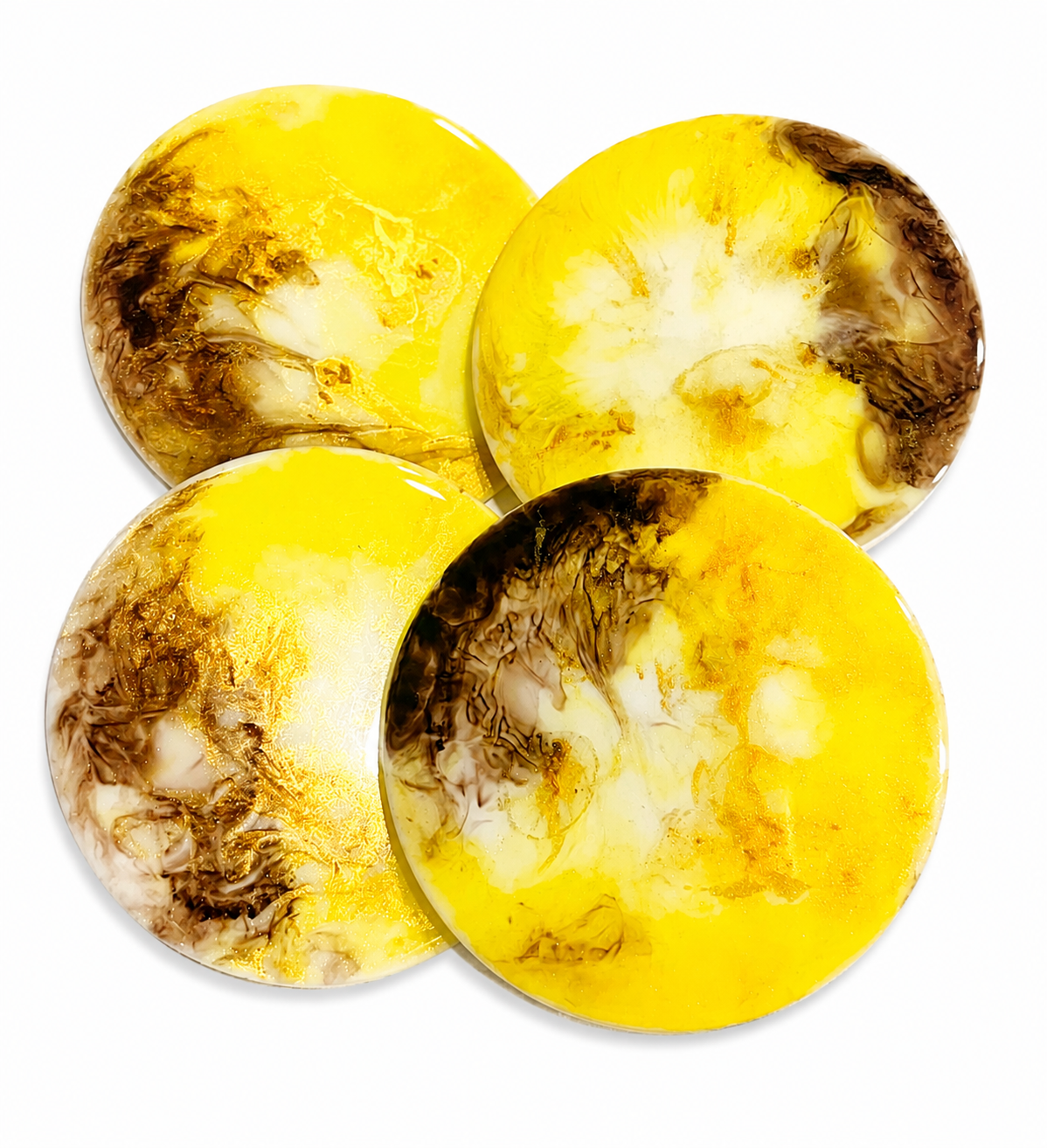 Alcohol ink Resin coasters - white base (set of 4)