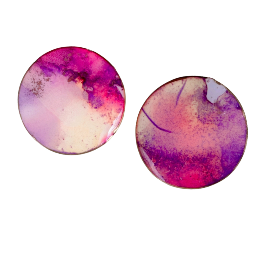 Resin Alcohol Ink Earrings-INKED BUTTONS