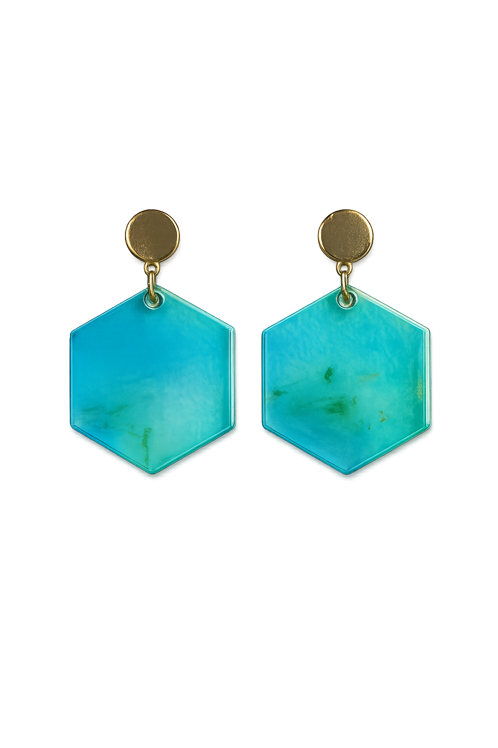 Resin Alcohol Ink Earrings  - trep( gold plated)