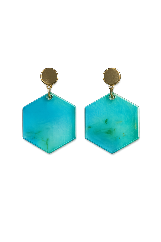 Resin Alcohol Ink Earrings  - trep( gold plated)