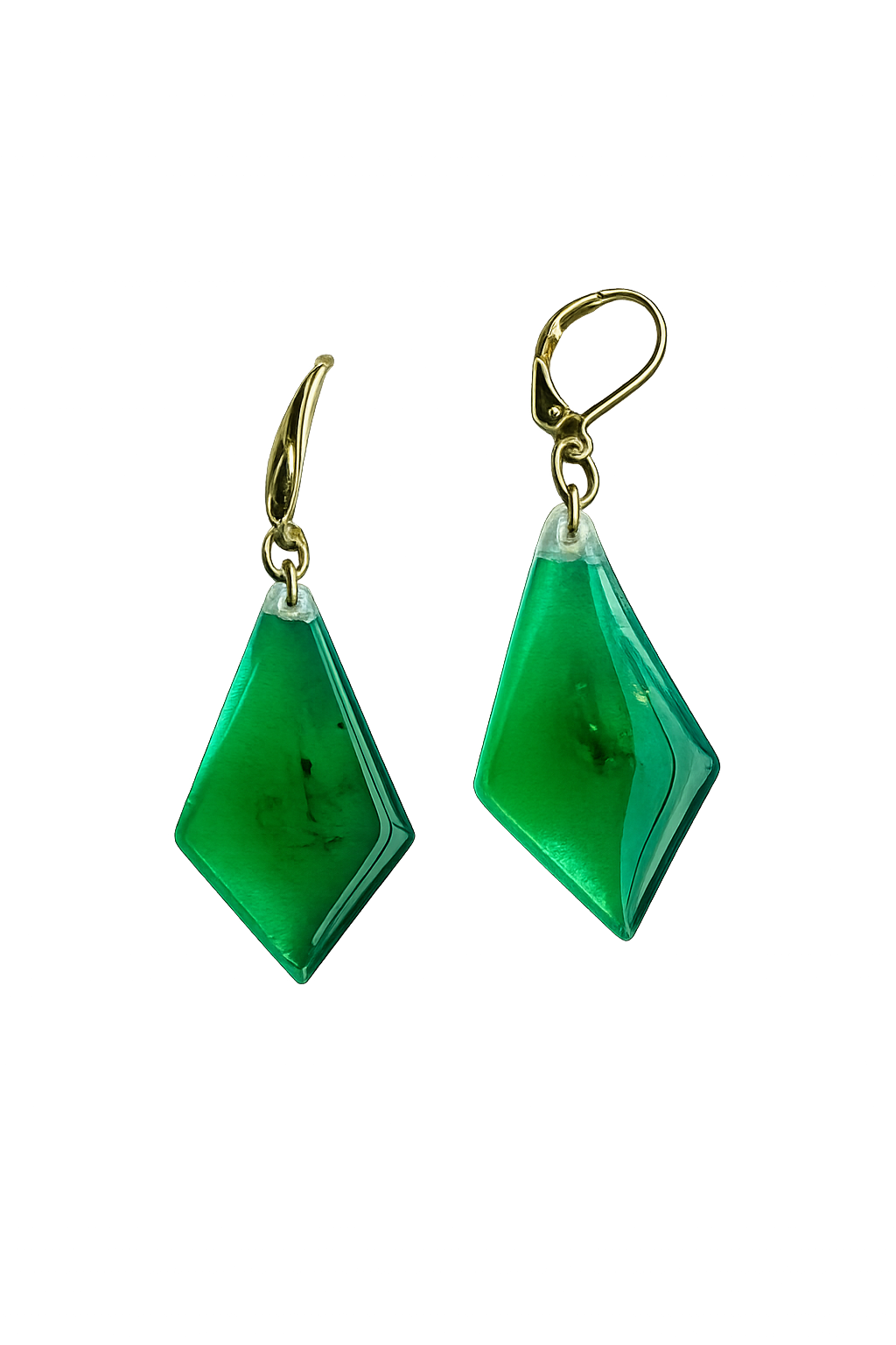 Resin Alcohol Ink Earrings  - glow( gold plated)
