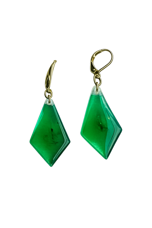 Resin Alcohol Ink Earrings  - glow( gold plated)