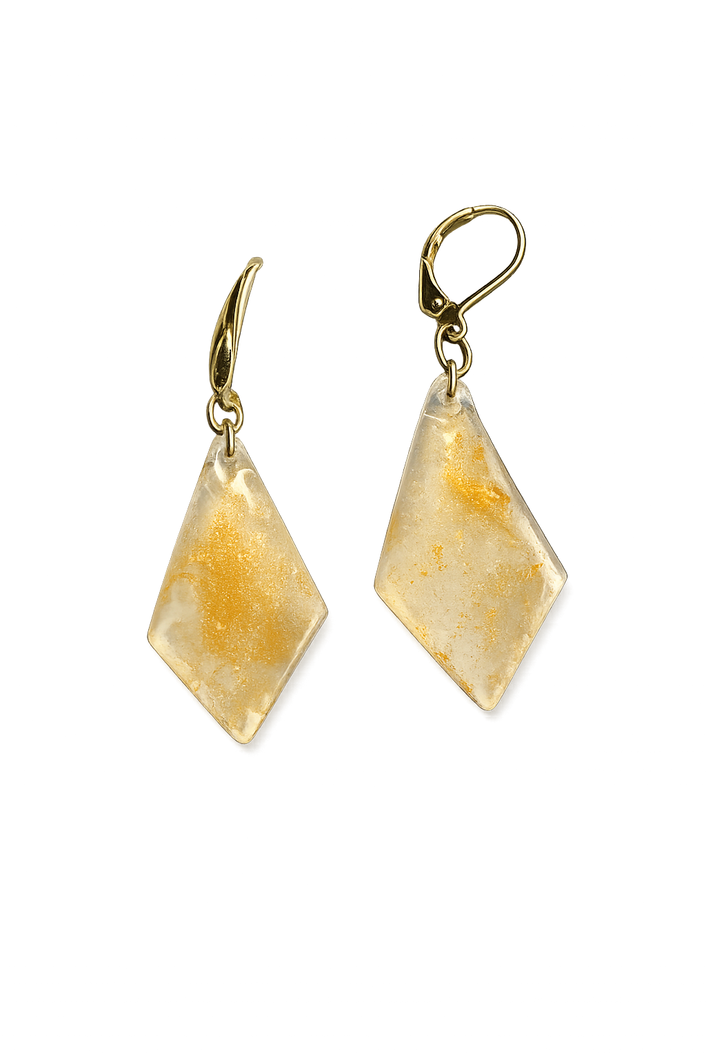 Resin Alcohol Ink Earrings  - glow( gold plated)