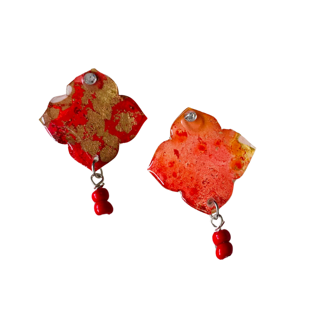Resin alcohol ink jewellery- Inferno