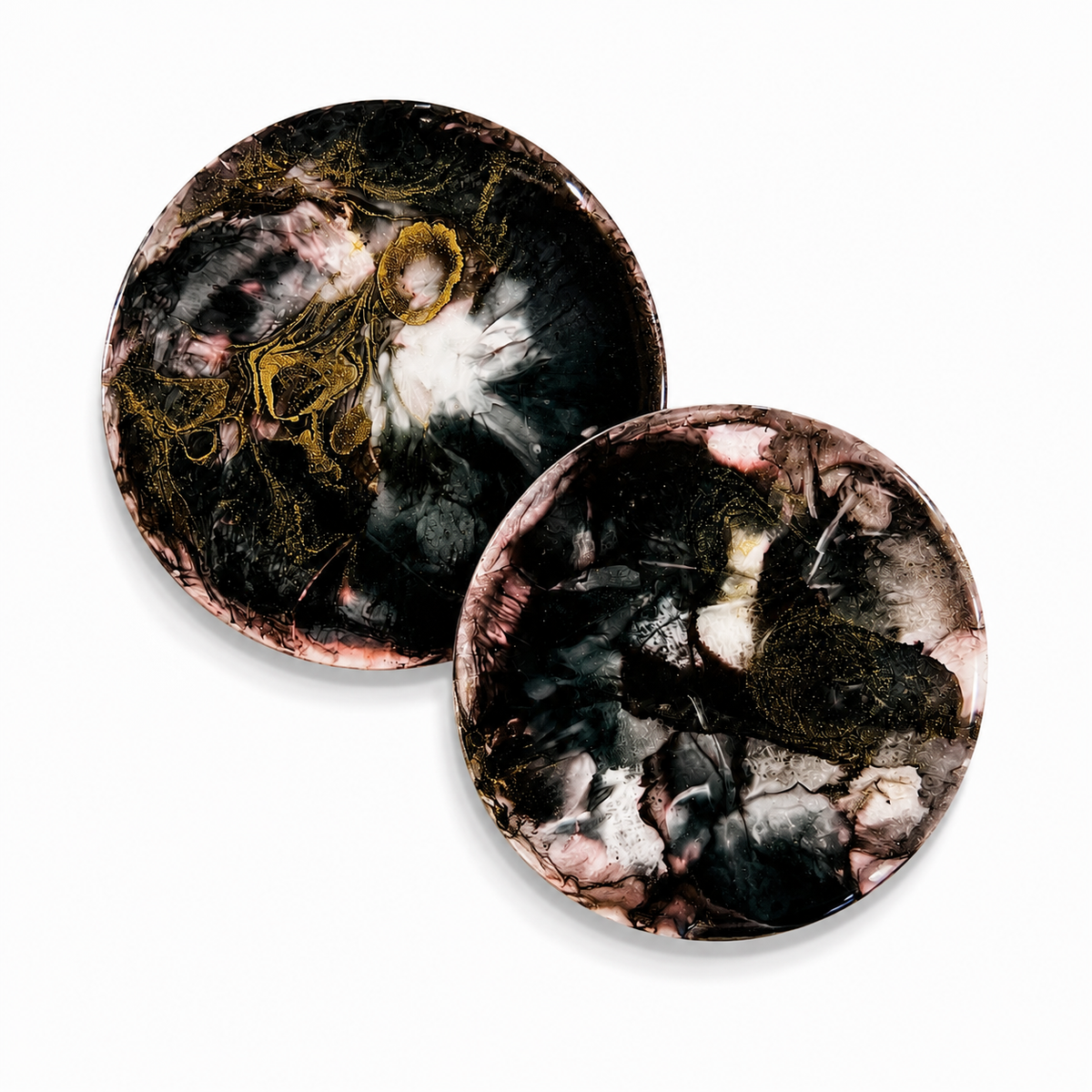 Alcohol ink Resin coaster -white base(set of 2)
