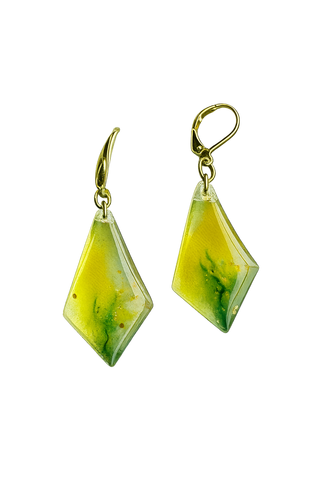 Resin Alcohol Ink Earrings  - glow( gold plated)