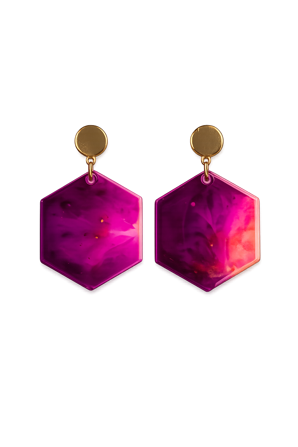 Resin Alcohol Ink Earrings  - trep( gold plated)