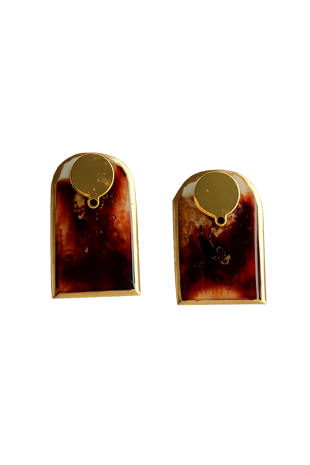 Resin Alcohol Ink Earrings  - BLUSHING TONE( gold plated)