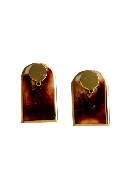 Resin Alcohol Ink Earrings  - BLUSHING TONE( gold plated)