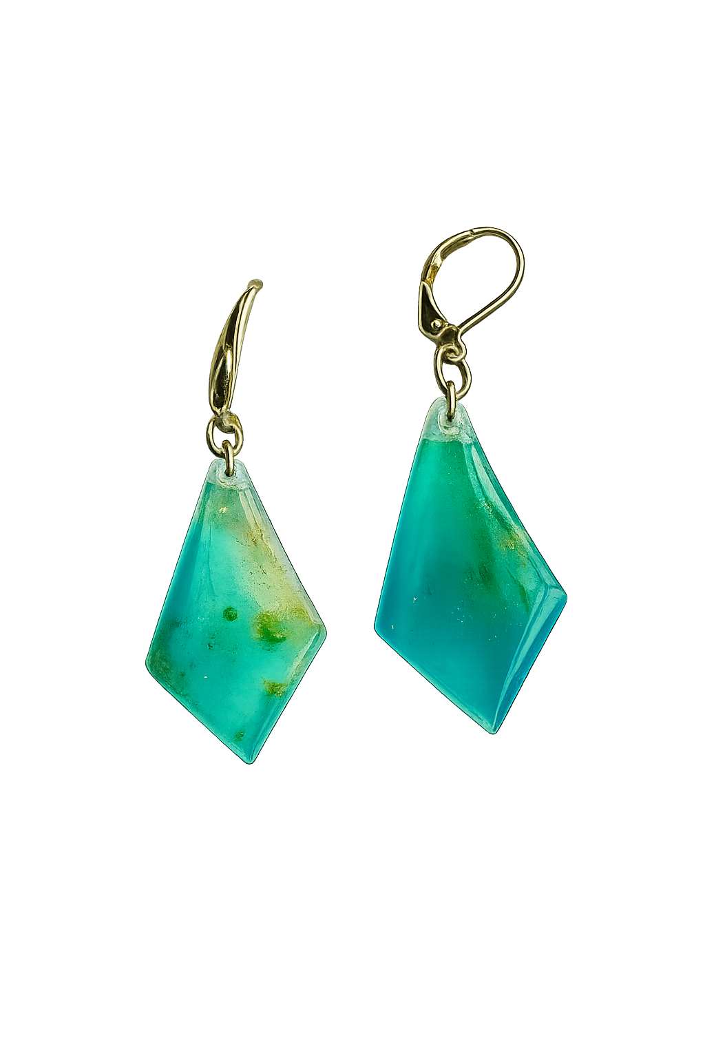Resin Alcohol Ink Earrings  - glow( gold plated)