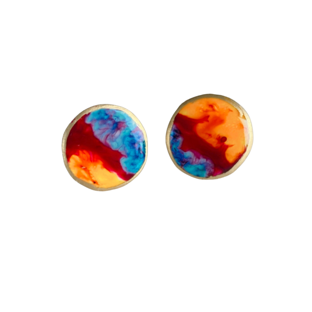Resin Alcohol Ink Earrings-INKED BUTTONS