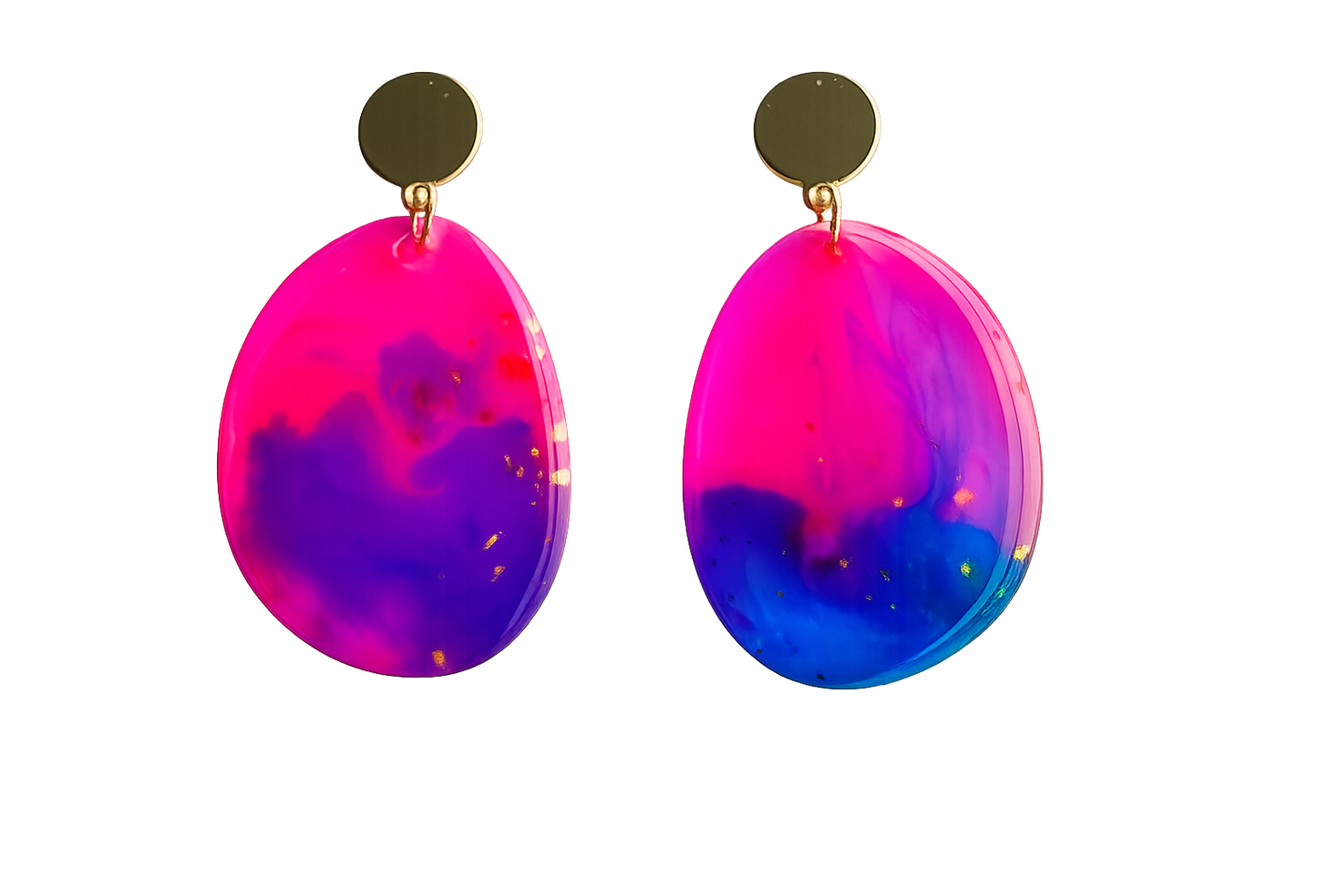 Resin Alcohol Ink Earrings  - ame( gold plated)