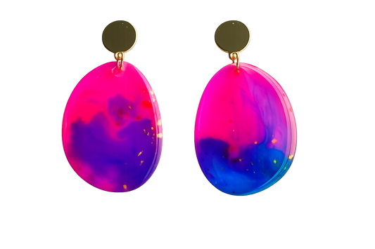 Resin Alcohol Ink Earrings  - ame( gold plated)