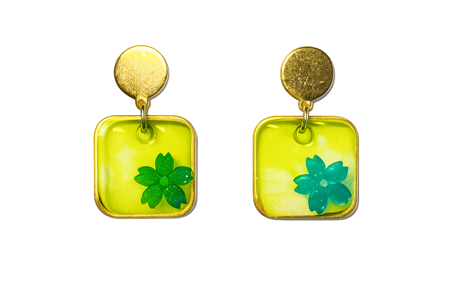 Resin Alcohol Ink Earrings  - ELEGANCE( gold plated)