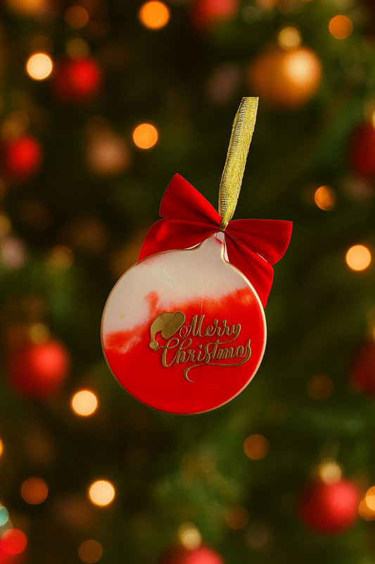 Resin alcohol ink baubles- white and red collection