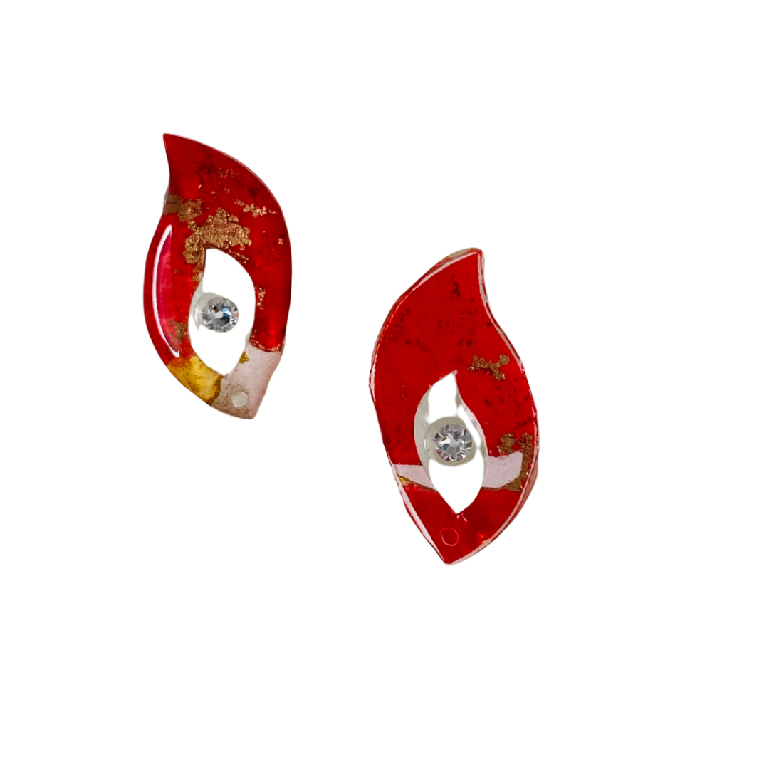 Resin Alcohol Ink Earrings -blazing