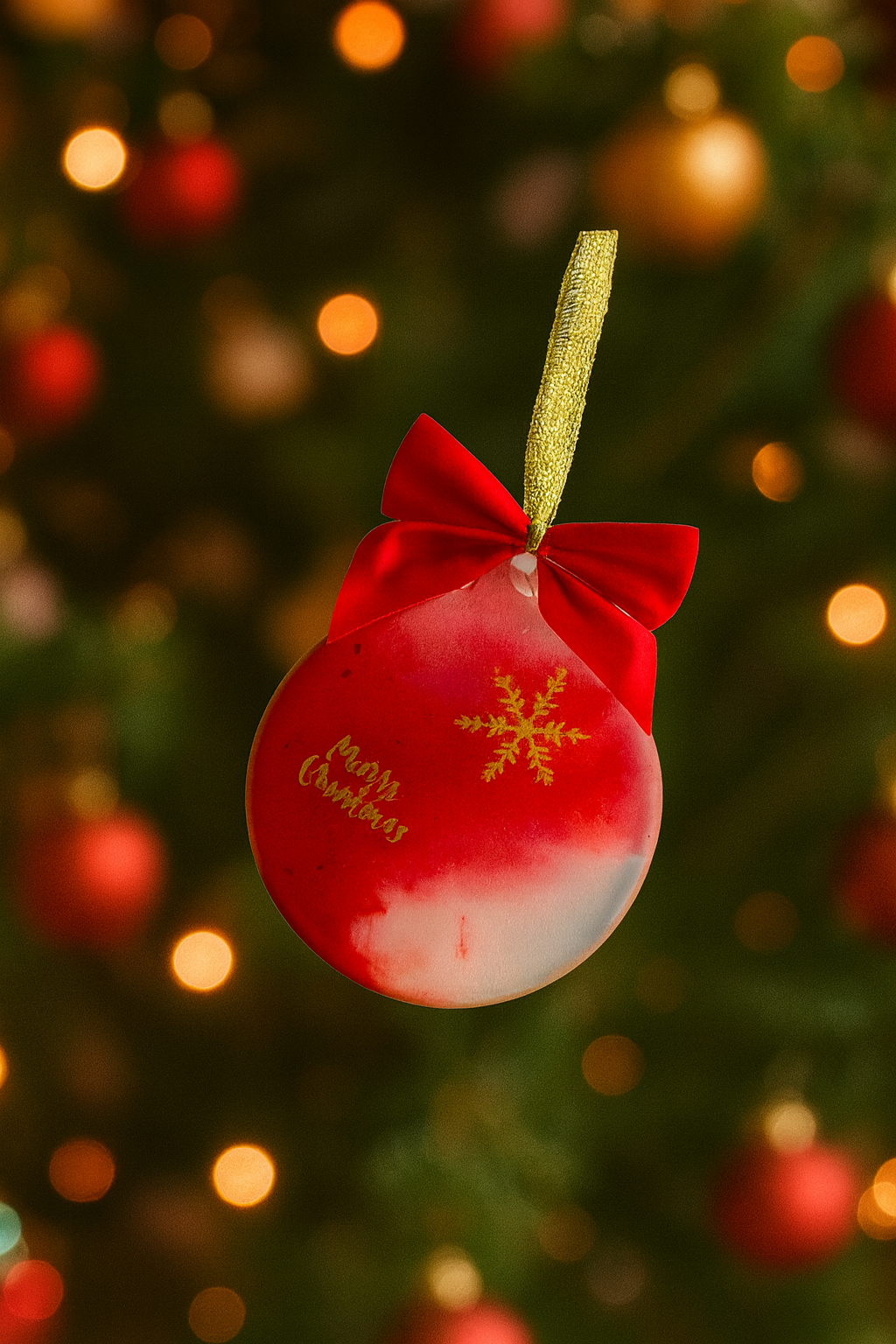 Resin alcohol ink baubles- white and red collection