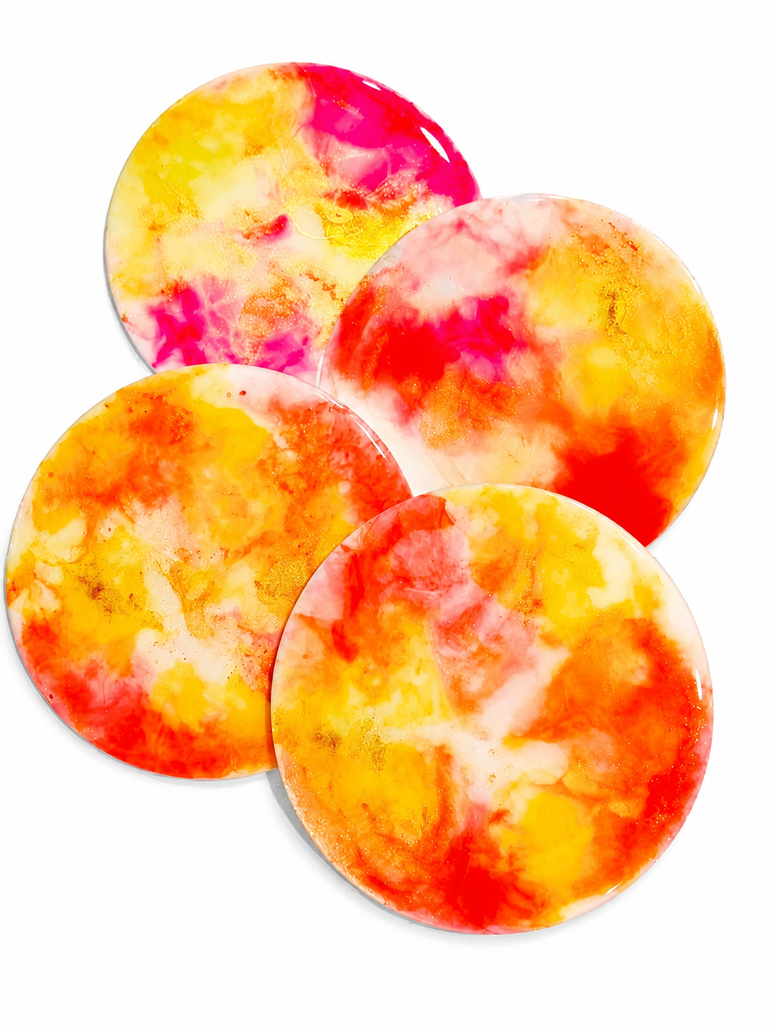 Alcohol ink Resin coasters - white base (set of 4)