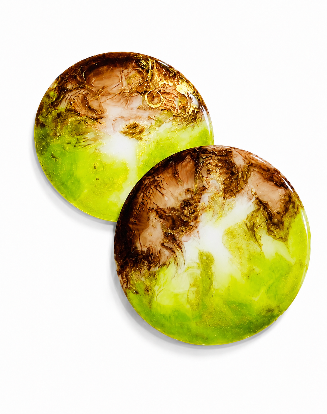 Alcohol ink Resin coaster -white base(set of 2)