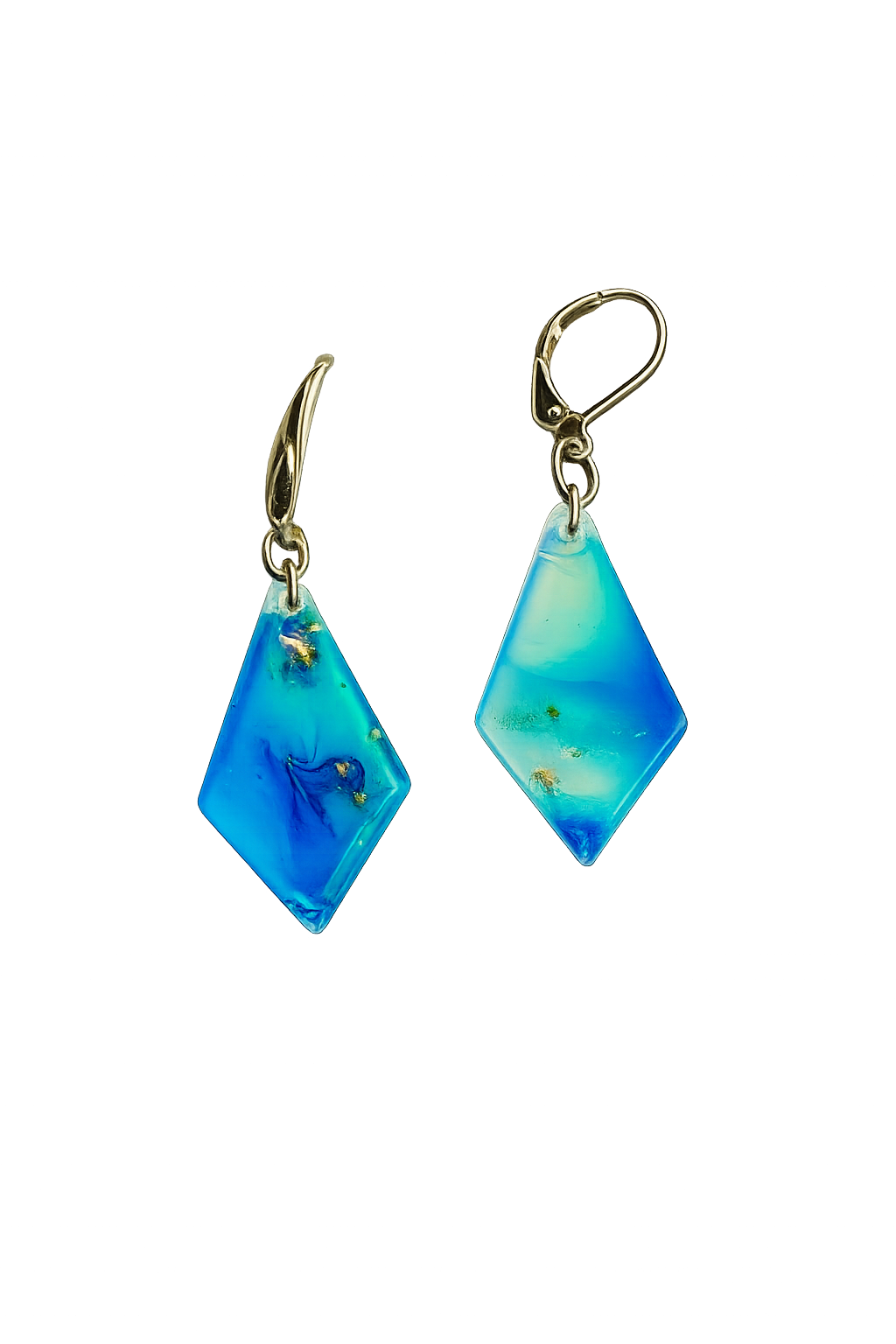 Resin Alcohol Ink Earrings  - glow( gold plated)