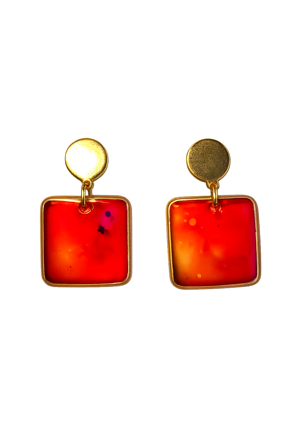 Resin Alcohol Ink Earrings  - ELEGANCE( gold plated)