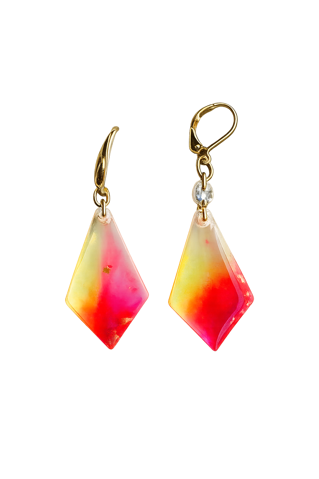Resin Alcohol Ink Earrings  - glow( gold plated)