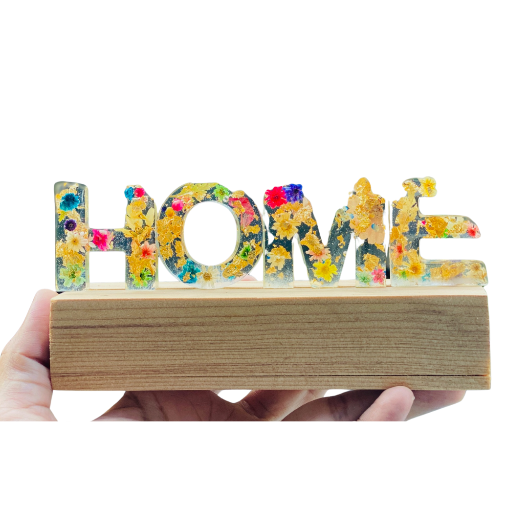 Resin lights with wooden base