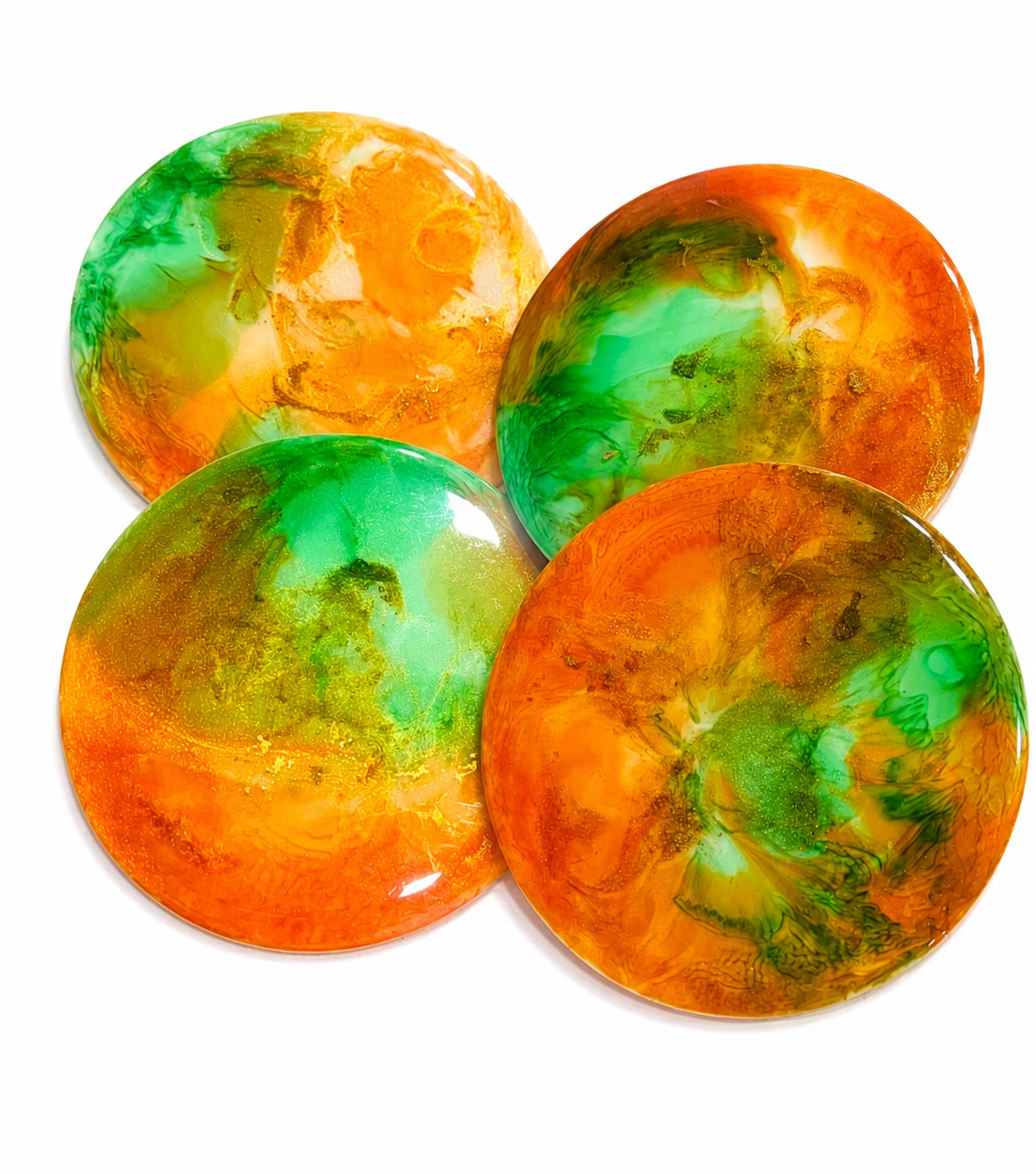 Alcohol ink Resin coasters - white base (set of 4)