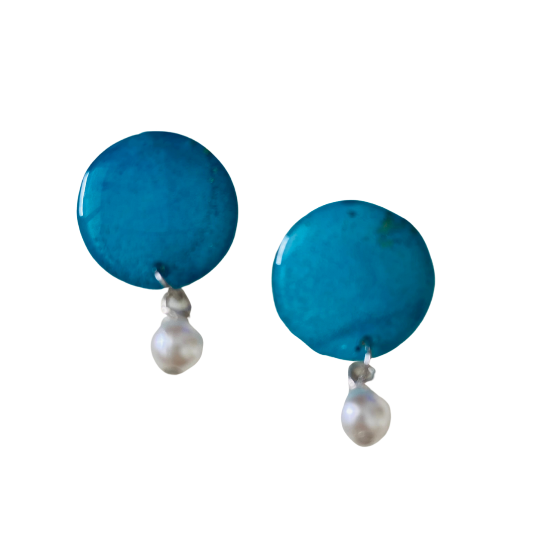 Resin Alcohol Ink Earrings - pearly