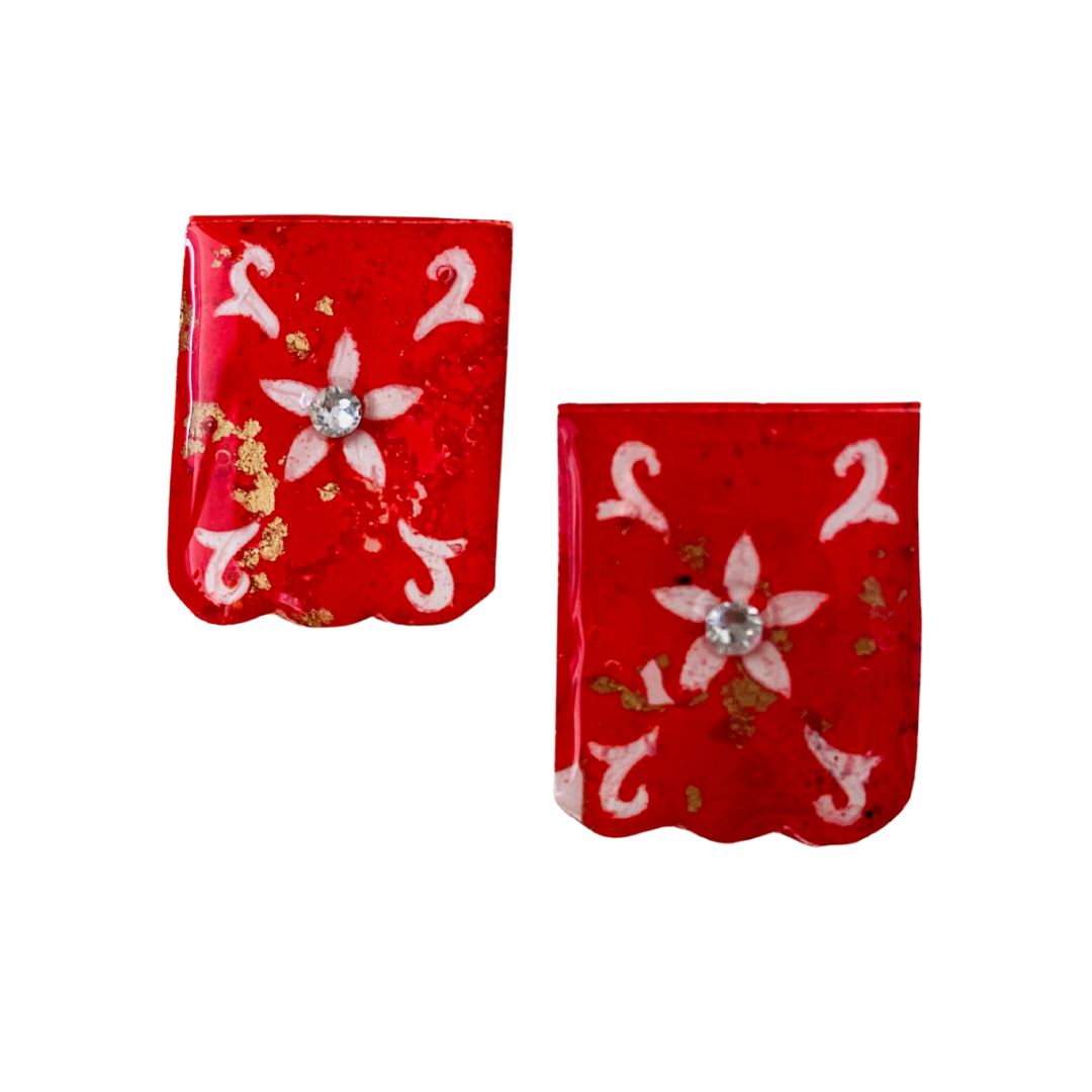 Resin alcohol ink jewellery- searing red