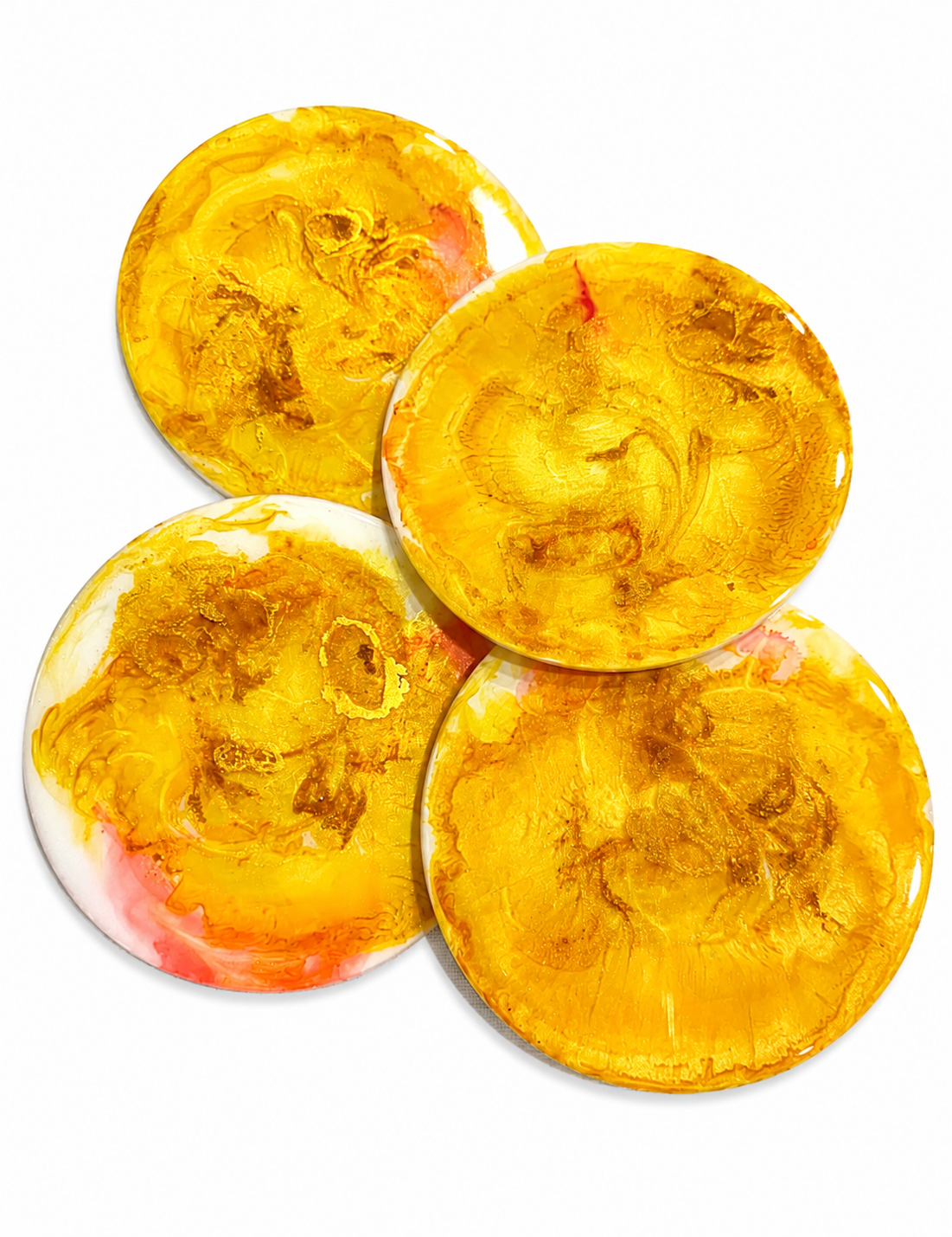 Alcohol ink Resin coasters - white base (set of 4)