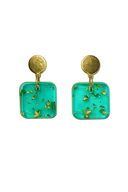 Resin Alcohol Ink Earrings  - ELEGANCE( gold plated)