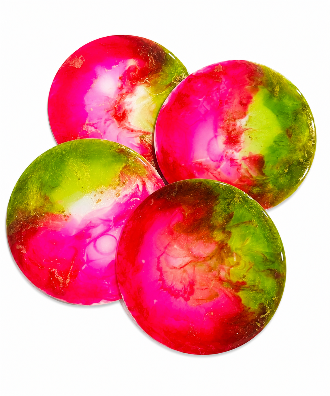 Alcohol ink Resin coasters - white base (set of 4)