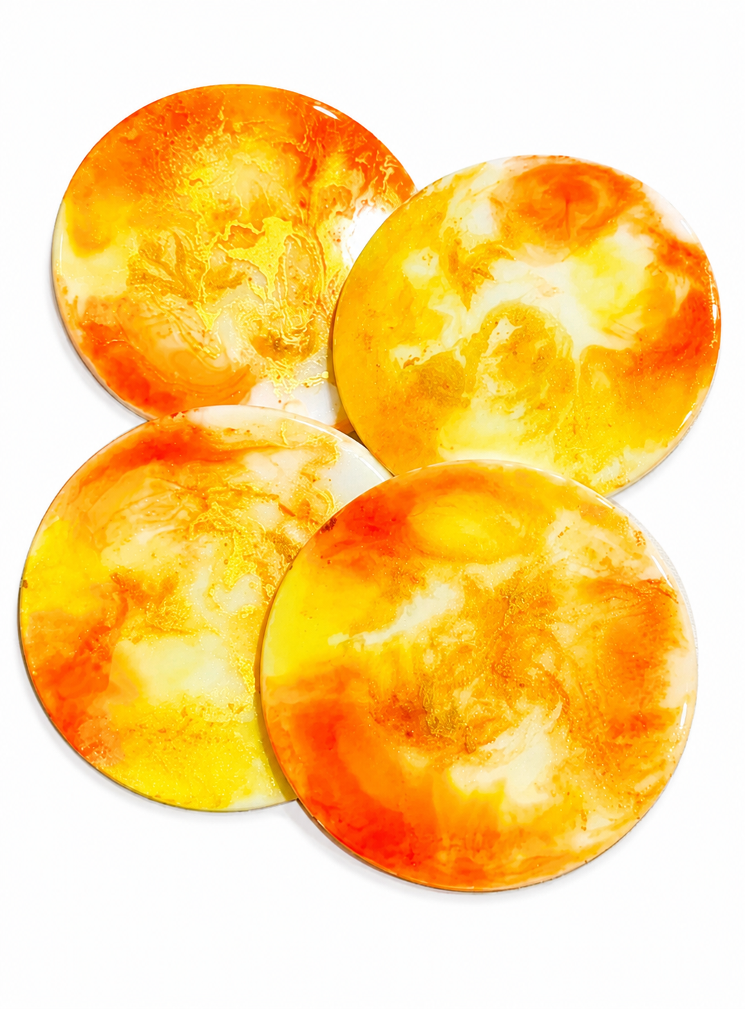 Alcohol ink Resin coasters - white base (set of 4)
